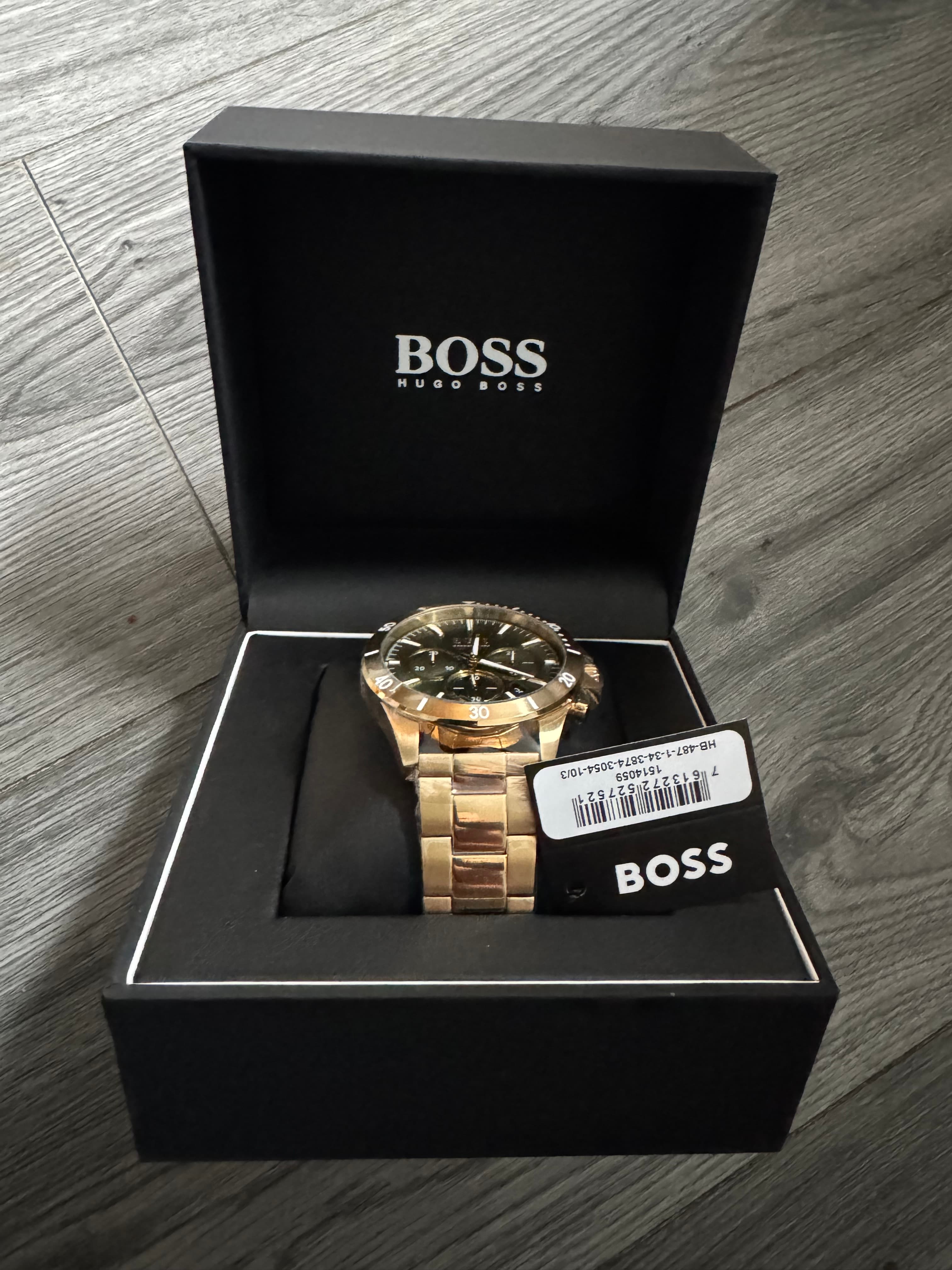 New HUGO BOSS Troper HB1514059 Chrono Gold Steel Strap Grey Dial Mens Watch 45mm - Image 3