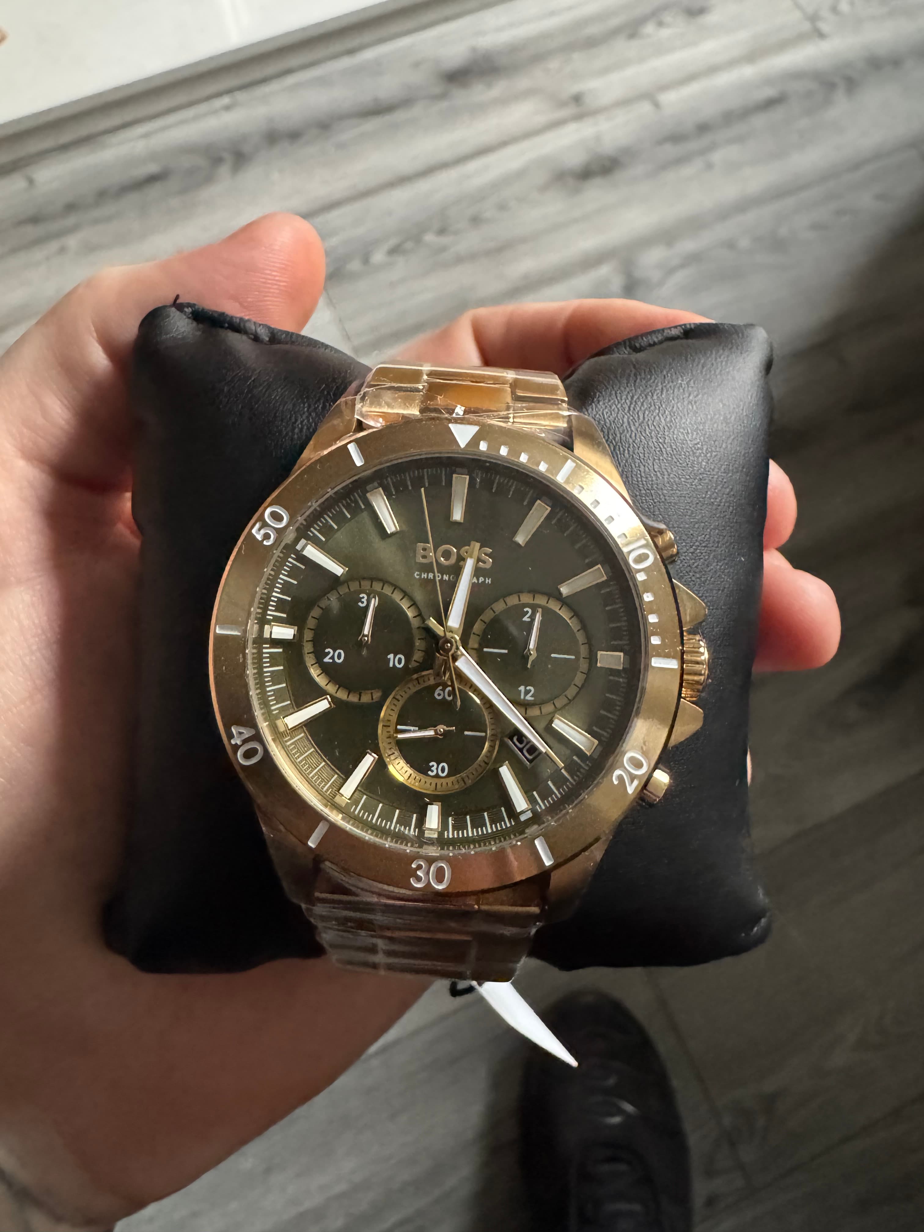 New HUGO BOSS Troper HB1514059 Chrono Gold Steel Strap Grey Dial Mens Watch 45mm - Image 2