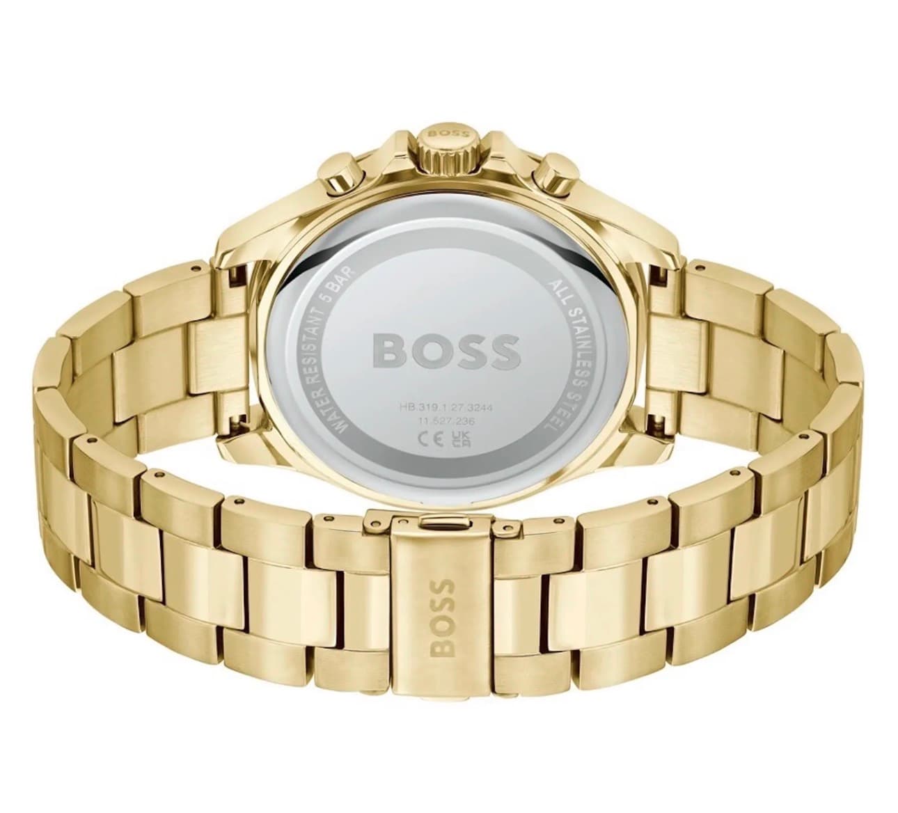 New HUGO BOSS Troper HB1514059 Chrono Gold Steel Strap Grey Dial Mens Watch 45mm - Image 4
